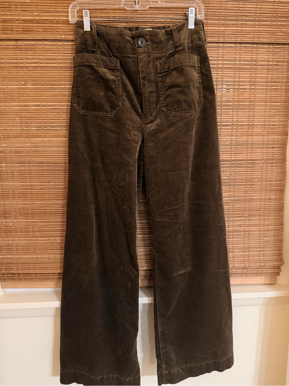 Maeve Colette Corduroy Wide-Leg Pants in Dark Brown